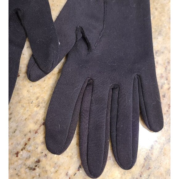 Vintage One Size Black White Patent Leather GoGo Girl 8" Gloves Safety Pin - Picture 8 of 16